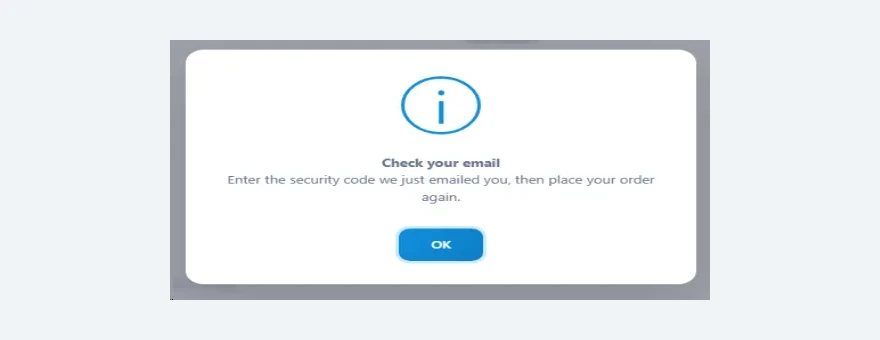 InterServer popup asking for the email security code
